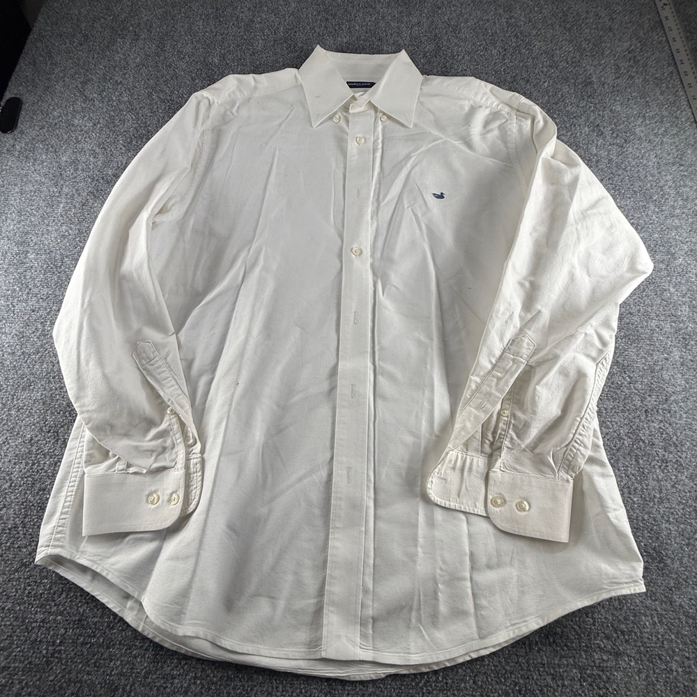 Southern Marsh Mens White Cotton Oxford Long Sleeve Button Down Shirt Size L